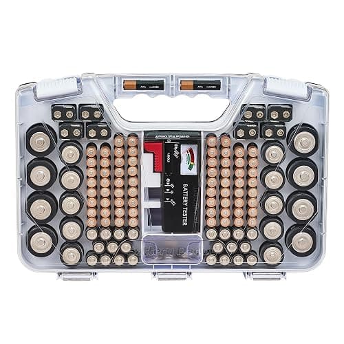 Ontel Battery Daddy Storage & Organizer Case with Tester, Stores & Protects Up to 180 Batteries, Double-Sided, Durable Design with Clear Locking Lid, Secure Latches & Portable Carrying Handle - White thumbnail 8