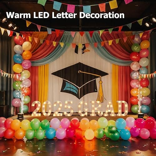 Marquee Letters E, Led Letter Lights, 26 Alphabet Battery Powered LED Light Up Name Sign, Decorative Lighted Standing Letters for Graduation Party Night Light Wedding Birthday Room Bar Wall Decor thumbnail 4