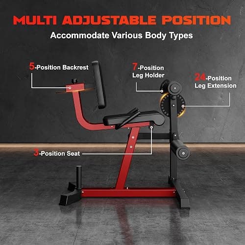 GOIMU Leg Extension and Curl Machine, 4 in 1 Lower Body Workout Machine， Adjustable Leg Curl Machine with Plate Loaded, Leg Extension Machine with Exercise Bench, Home Gym Weight Machine thumbnail 6