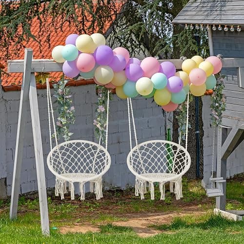 Macrame Hammock Chair Swing with Hardware Kits, Handmade Knitted Hanging Chair for Bedroom,Indoor,Outdoor, Balcony, Yard, Porch- 265 Pound Capacity -29.53" L x 29.53" W x 45.28" H thumbnail 2
