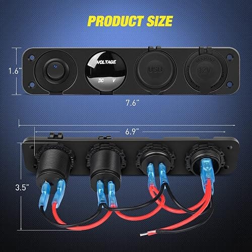 Nilight 4 in 1 ON/Off Charger Socket Panel PD Type C and QC 3.0 USB Power Outlet LED Voltmeter Cigarette Lighter Rocker Toggle Switches for Truck Car Boats RV thumbnail 2