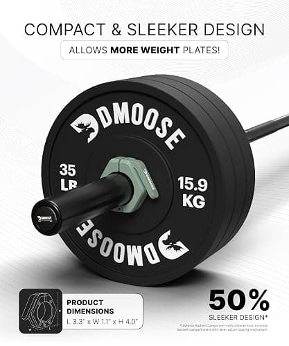 DMoose Fitness Barbell Clips 2 Inch (Pair) - Quick Release Olympic Barbell Clamps & Collars with Anti Slip TPR Grip for Secure Weightlifting and Powerlifting - Weight Clips for Bars at Home or Gym thumbnail 3