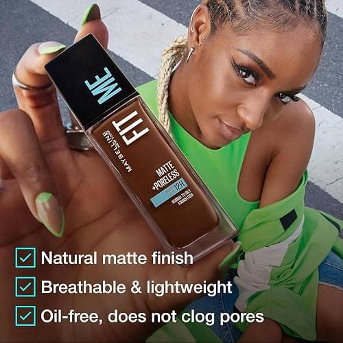 Maybelline Fit Me Matte + Poreless Liquid Oil-Free Foundation Makeup, For Normal to Oily Skin, Medium Coverage, Breathable & Lightweight, Non-comedogenic, Shade: Espresso (Packaging May Vary) thumbnail 4