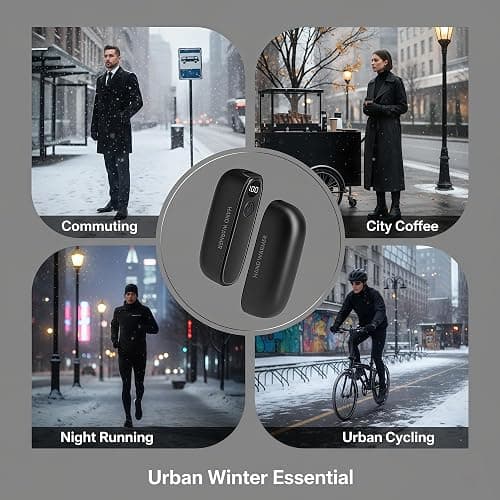 2 in 1 Magnetic Hand Warmers, Portable Rechargeable Pocket Heater, 45-60℃ 3-Level Adjustable with Digital Display, Skin- Friendly, Aluminum Alloy Inner Case for Outdoor Camping thumbnail 6
