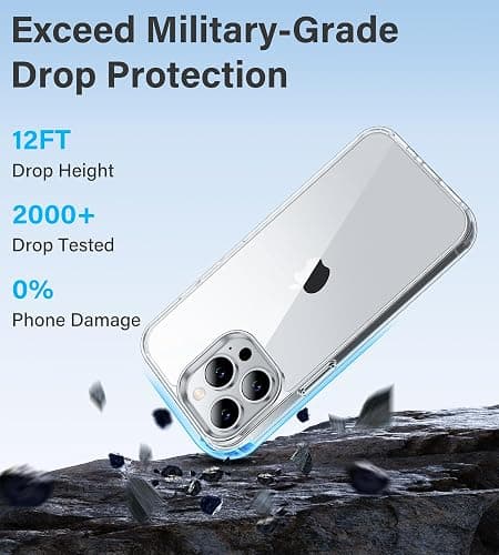 Vakoo Case for iPhone 13 Pro Max | Clear Anti-Yellowing, Hard Back, Military-Grade Drop Protection, Supports Wireless Charging - Transparent thumbnail 4