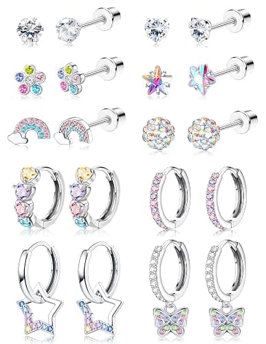 Hypoallergenic Earrings For Girls Women Surgical Stainless Steel Screw Back Earrings Set For Sensitive Ears Kids Earrings Toddler Earrings Cute Girls Earrings - Image 1