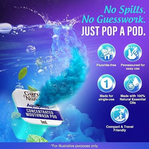 GuruNanda Advanced Dental Water Flosser 3.0 with UV Mode Water Flosser & 24 Aquapods with Mouthwash for Fresh Breath & Plaque Removal, Compact & TSA-Approved thumbnail 3