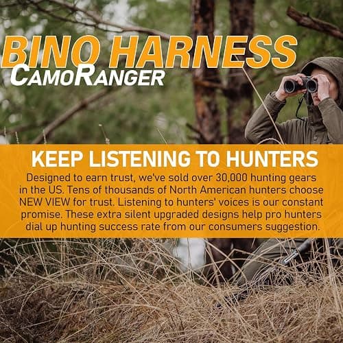 NEW VIEW CamoRanger Ripstop Binocular Harness Chest Pack - Hunting Bino Case, Detachable Rangefinder Pouch, Adjustable Binos Harness, Rain Cover - Tree Camo thumbnail 7