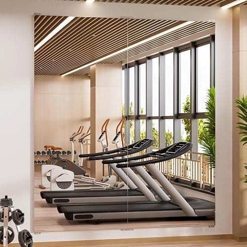 brisafe 71" x 64" (2PCS 71" X 32") Gym Mirror - Full Length Wall Mirror for Gyms, Dance Studio, Home, Yoga - Ultra Lightweight Shatterproof Glassless Nanomiorror Reduces 60% Commercial Insurance Costs - Image 1