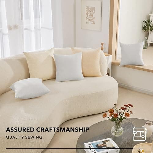 Deconovo Decorative Throw Pillow Covers - Set of 4 Soft Linen Cushion Covers, 18x18 Inch, Green & Machine Washable Pillowcases for Sofa, Bedroom,Living Room Décor, Natural White,COVERS ONLY,No Inserts thumbnail 2