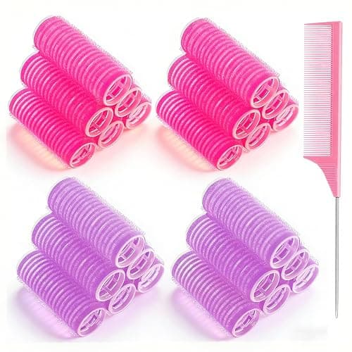 24 Pcs Self-Grip Small Hair Rollers Curlers Set, 25 mm, Rose Red and Purple | For Women Girls Short Hair Bangs Tight Curls, No Heat Hair Curlers to sleep in Home Travel Heatless Styling Accessories Gifts - Image 1