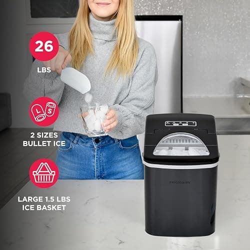 Frigidaire Counter top Portable, 26 lb per Day Nugget Ice Maker Machine (Black Stainless Steel) thumbnail 3