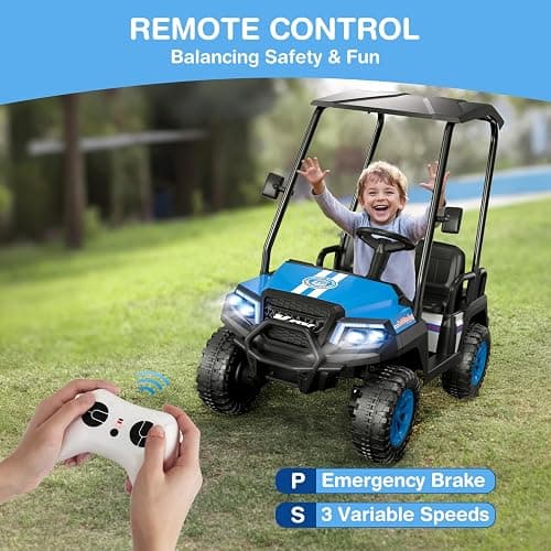 LIGIANT R9 24V Ride on Toys for Big Kids, 4-Seater Kids' Car, Golf Cart Max. Capacity: 264 Lbs, 4WD Ride on Car w/Remote Control, Detachable Awning, Spring Suspension, Music/Story/Power Display thumbnail 4