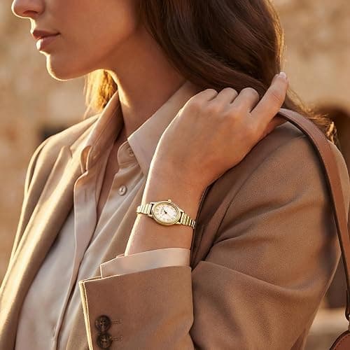 TKIIOER Small Gold Watches for Women, Easy to Read Dial Ladies Analog Watch, Oval Case, Stainless Steel Expansion Band, Waterproof Watch thumbnail 7