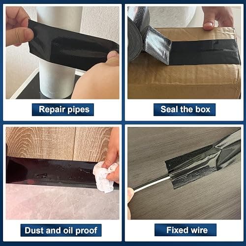 Harciety Black Duct Tape Heavy Duty, 1.88 Inch x 35 Yard Waterproof Strong Adhesive Duct Tape for Indoor Outdoor Repairs Tear by Hand, 1 Roll thumbnail 7