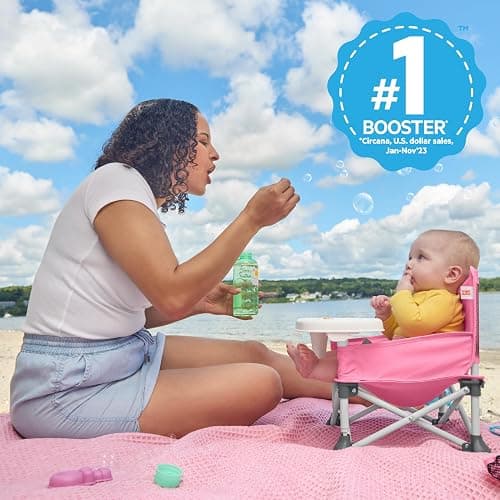 Bright Starts Pop 'N Sit Portable Booster, Indoor/Outdoor Use, Floor Seat with Feeding Tray, Pink, 6 Mos - 3 Yrs thumbnail 6