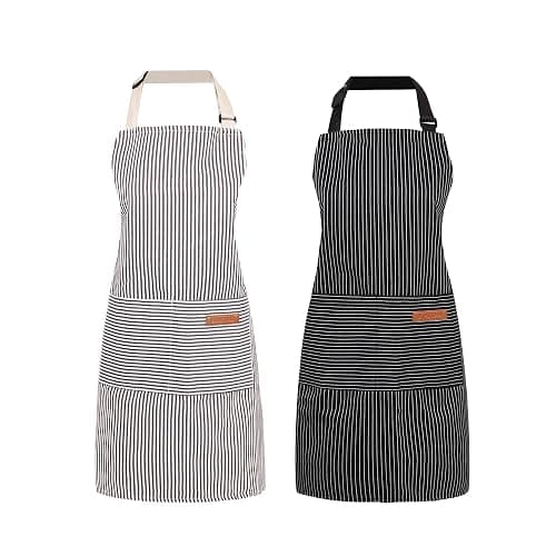 ARBINSON 2 Pack Cooking Aprons Adjustable Bib Apron for Women with 2 Pockets, Kitchen Restaurant Men Chefs Aprons - Image 1