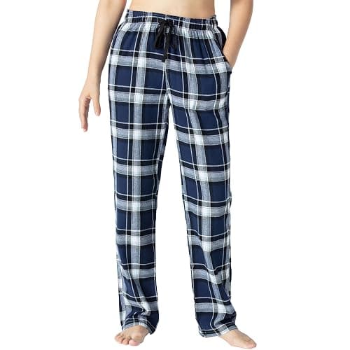 Womens Cotton Pajama Pant Plaid Lounge Bottom Home Pjs Loungewear Sleepwear | Cotton Beathable Comfy Fabric,Adjustable Drawstring Waistband Waist,Two Side Pocket,Open Wide Leg Plaid Pjs Lounge Pant thumbnail 6