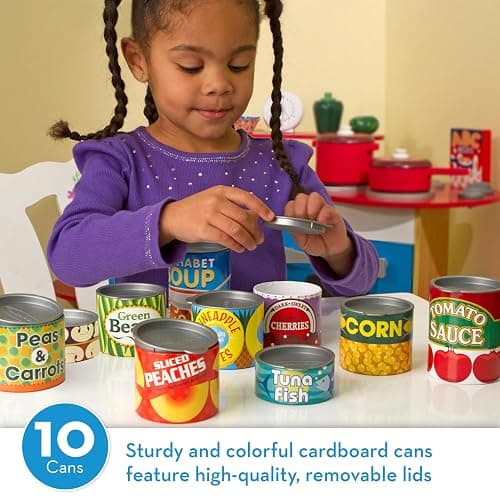 Melissa & Doug Let's Play House, 10 Grocery Cans with Removable Lids, Toy Food & Play Kitchen Accessories, Preschool Learning Toys for Girls & Boys 3+ thumbnail 2