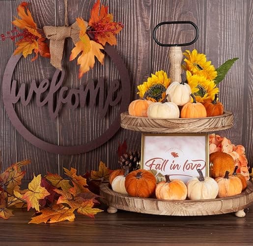 Diahom Pumpkin Decor 12pcs Artificial Velvet Fall Thanksgiving Decoration thumbnail 5