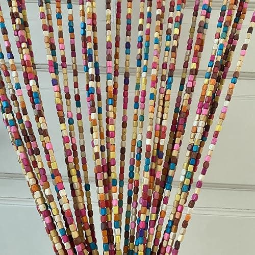 FlavorThings Rainbow Wooden Bead Curtain 36” x 79” – 41 Strands Colorful Boho Doorway Curtain, Bamboo Style Room Divider, Easy Install Hanging Beads for Door, Window & Home Decor(Rainbow) - Image 1