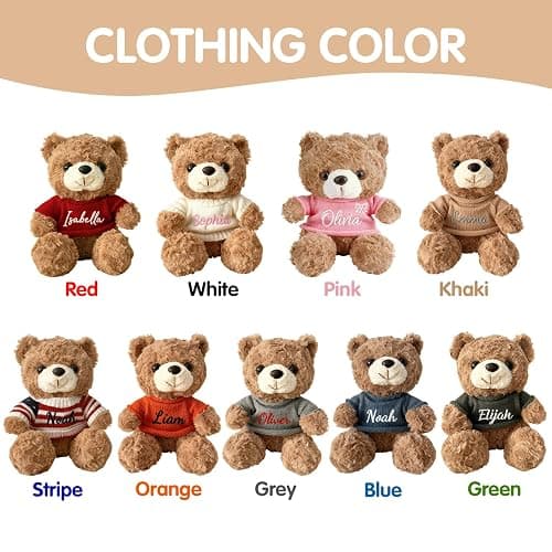 SCZQOVR Personalized Teddy Bear with Name, 12 Inch Custom Stuffed Animal for Kids, Girls, Boys and Couples, Plush Toy Gift for Valentine's, Christmas & Birthday thumbnail 6