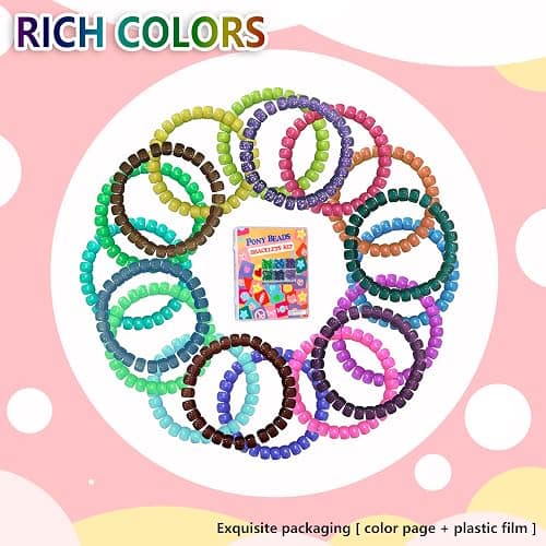 LIS HEGENSA Pony Beads Bulk,Kandi Beads for Necklace Jewelry Making Hair Braiding,Bracelets Making Kits,Hair Bead,Bracelet Plastic Bead for Crafts Braids Girls(24 Color,1000PCS) thumbnail 4