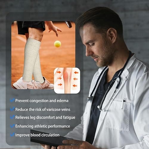 LEVSOX Thick Cotton Compression Socks for Women&Men 20-30mmHg Knee High Cute Support Sock for Nurses, Pregnancy, Travel thumbnail 6