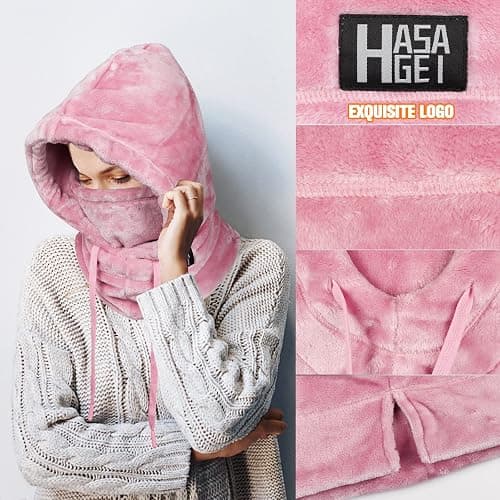 HASAGEI Ski Mask for Women Balaclava Women Men Windproof Thermal Hood Winter Neck Warmer with Plush thumbnail 3