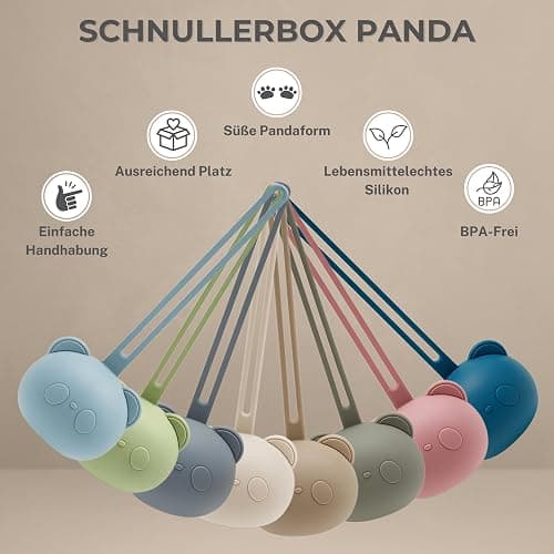 CAJA Schnullerbox Silikon 2 Stück- Schnulleraufbewahrung - Panda Design - BPA-frei - Sichere Aufbewahrung Schnuller - Hochwertige Baby Zubehör Kleinkinder & Babys (1x complexion + 1x field grey) - 2er Set 1x complexion + 1x field grey thumbnail 7