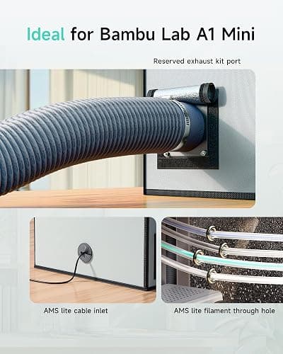 TOPCUBE 3D Printer Enclosure for Bambu Lab A1 Mini, Large Transparent Window Enclosure with LED Light, Fireproof Dustproof Noise Reduction Constant Temperature 3D Printer Cover, 460x460x550MM thumbnail 6