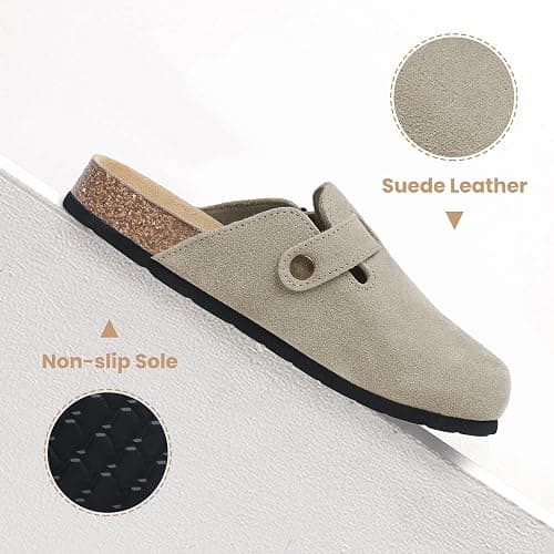 Xiakolaka Women's Suede Clogs Adjustable Buckle Slip on Footbed Home Clog Slippers thumbnail 4
