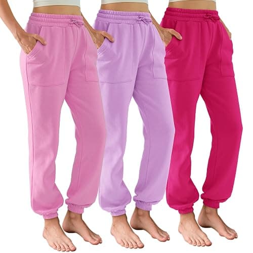 DITOK 3 Pack Sweatpants for Women Fleece Lined High Waisted Joggers with Pockets Baggy Comfy Lounge Pants - Image 1