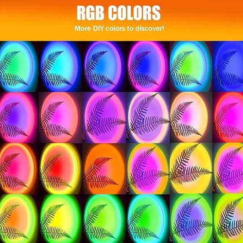 xoddi Sunset Lamp Led Lights for Bedroom Sunset Projection with APP, 16 Colors Night Light 360° Rotation Sun Lamp for Bedroom Decor and Aesthetic Room Decor Gifts for Women thumbnail 2