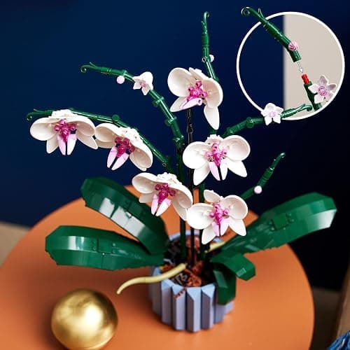 LEGO Botanicals Orchidee - Künstliche Pflanzen Set mit weißen und rosa Blumen - Modellbausatz für Erwachsene - Home und Zimmer-Deko - Botanik Kollektion - Geschenke für Frauen und Männer 10311 thumbnail 4