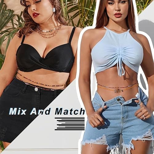 ELABEST 50” Tie-on African Waist Beads for Women Non Stretching 8Pcs Belly Beads Plus Size Colorful Handmade Beaded Waist Jewelry Accessories Body Chain thumbnail 2