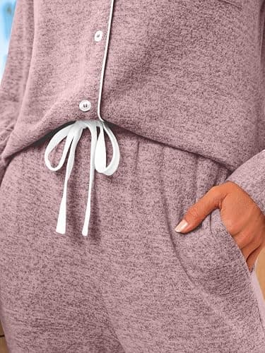 LILLUSORY Womens Pajamas Sets Long Sleeve Lounge Warm Sleepwear 2 pieces Fall Clothes With Pockets thumbnail 5