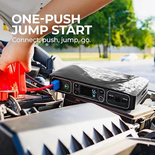 HALO Bolt Air 500A One-Push Jump Starter with Digital Screen | 100 PSI Air Compressor| Portable Charger with two USB ports  | LED Flood Light | Jumps Cars and SUVs, Inflates Tires — Black thumbnail 4