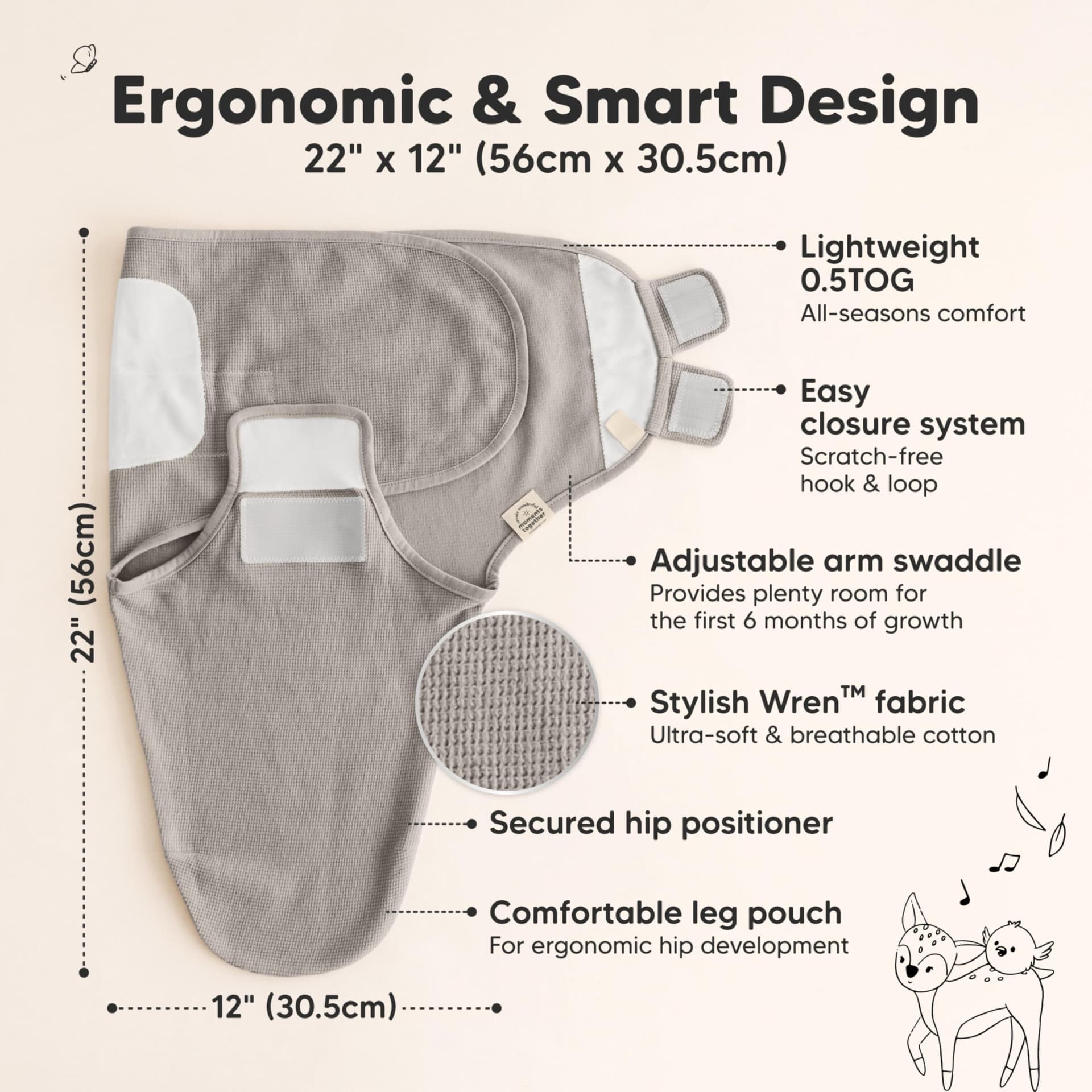 3-Pack Organic Swaddles for Newborns, Baby Sleep Sacks 0-3 Months - Baby Swaddle Wrap, Newborn Wearable Blanket, Infant Sleep Sack for Girls, Boys, Soft & Snug, Large Hook & Loop Closure (Ripple, OS) thumbnail 3