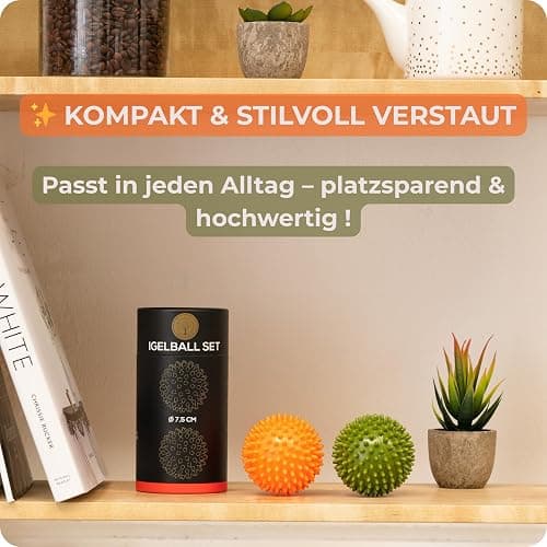 M.S.Lemberg® Igelball Massage Set - Massageball für Reflexzonen, Anti-Stress, Entspannung Geschenk - Noppenball Fußmassage Rücken Nacken Hand Fuß - Ball mit Noppen klein - hart & mittel-weich thumbnail 6