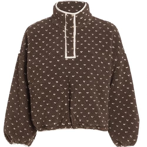 Hixiaohe Fleece Sweatshirt for Women Winter Long Sleeve High Neck Fuzzy Sherpa Pullover Jacket Warm Outerwear with Pockets - Image 1