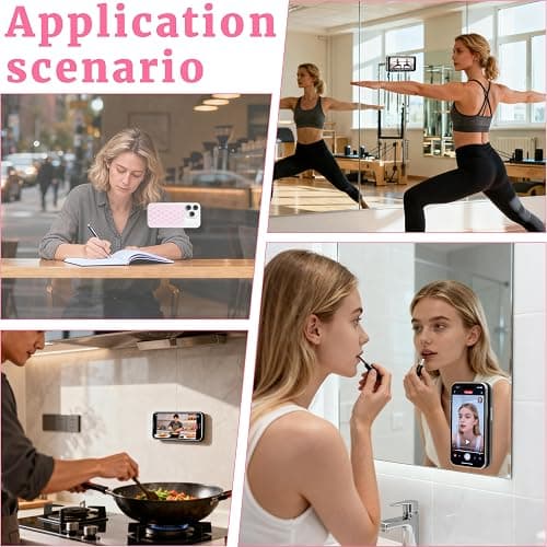 Yuibthr 4 Pack Silicone Suction Cup Phone Case Mount Double Sided Detachable, Reusable Strong Grip Holder Hands-Free Phone Accessories for Selfies & Videos (Pink+Black+Rose+White) thumbnail 3
