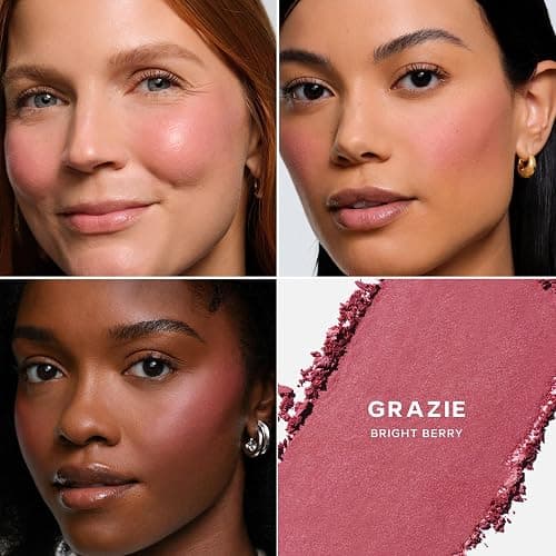 Saie SuperSuede Baked Blush - Talc-Free Powder Blush for Cheeks Infused with Hyaluronic Acid, Glycerin + Squalane - Hydrating Face Makeup for a Natural, Diffused Flush of Color - Grazie (0.1 Ounce) thumbnail 3