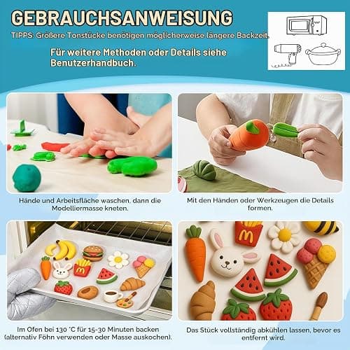 Xltionomix Polymer Clay Set, 82 Farben,mit 5 Werkzeugen & Zubehör | DIY Modelling Clay Oven Baking Clay Kit, 20 g/Block Soft Modeling Clay Kit, für DIY Schmuck Design, Skulptur, Home Decoration thumbnail 4