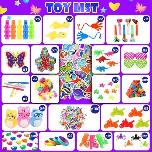 1000Pcs Fidget Toys Pack, Bulk Party Favors for Kids, Stocking Stuffers, Treasure Box Chest, Birthday Party, Classroom Carnival Prizes, Pinata Stuffers, Goodie Bag Stuffers, Stress Relief, Sensory Toy thumbnail 3