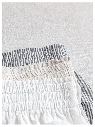 WDIRARA Women's 3 Pack Linen Shorts Elastic Waist Comfy Soft Lounge Shorts thumbnail 3