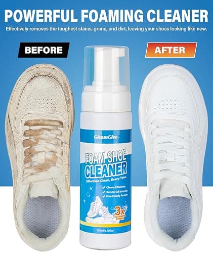 Shoe Cleaner Kit – 200ml White Sneaker & Trainer Cleaner with Brush & Microfibre Cloth – For Leather, Canvas, Knit, Boots, Rubber & Running Shoes thumbnail 2