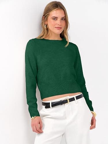ANRABESS Women’s Long Sleeve Sweaters Cropped Crew Neck Business Casual Light Weight Sweater Tops Fall Fashion Clothes 2025 thumbnail 5