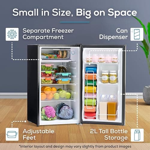 Igloo 3.2 Cu.Ft. Single Door Compact Refrigerator with Freezer - Slide Out Glass Shelf, Perfect for Homes, Offices, Dorms - Black thumbnail 3