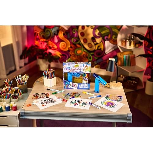 Crayola Marker Airbrush Spray Art Kit, 8 Washable Markers, 5 Stencils | Arts & Crafts Toys for Kids, Birthday, Holiday Gifts for Girls & Boys 6+, Battery-Powered Sprayer Kids Activities thumbnail 10